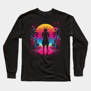 Neon Samurai: Retro Sunset Long Sleeve T-Shirt